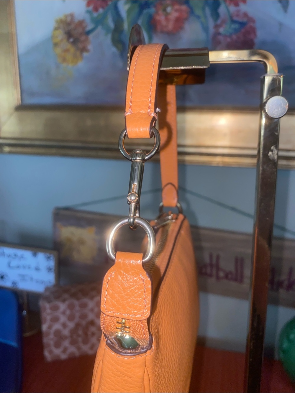 Coach Nolita Pebbled Leather Zip Mini Purse Wristlet Orange #6386 - Picture 6 of 11